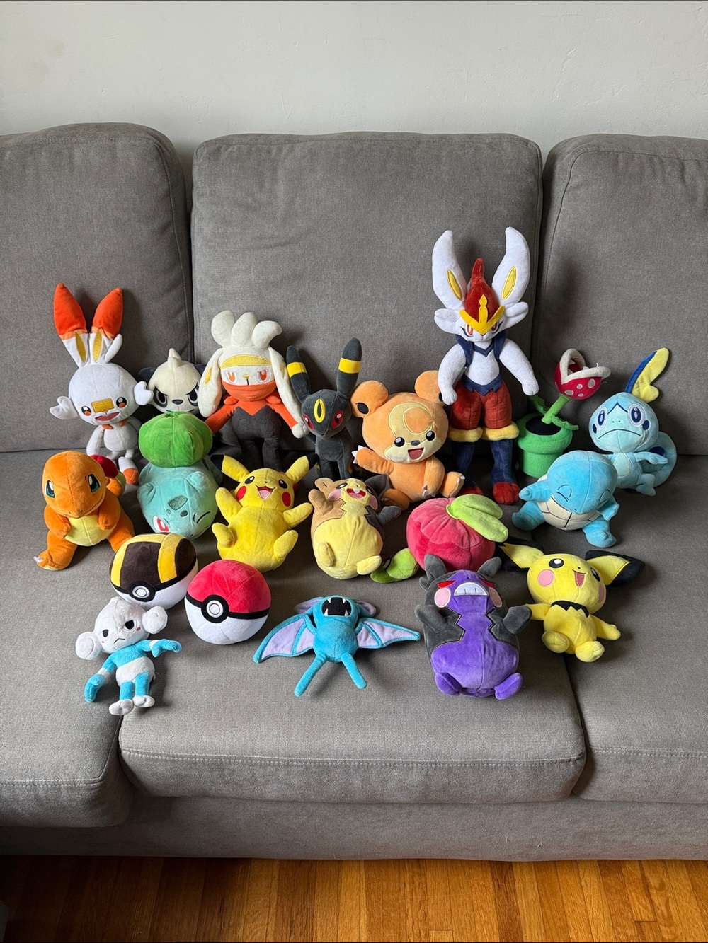 Assorted Pokémon Plush Lot - Pikachu, Charmander, Bulbasaur, Scorbunny & More